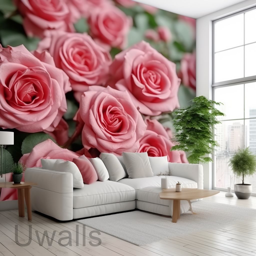 Tapet cu rosebuds pe peretele holului